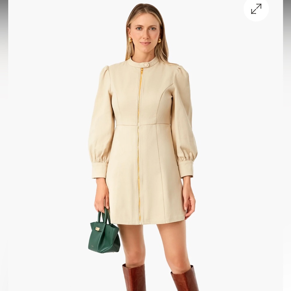Hyacinth House Tuckernuck Full Zip Up Brighton Dress in Taupe Sz S
